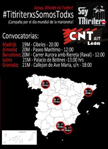 Lee más sobre el artículo Concentración por la retirada de cargos a los dos Titiriteros detenidos en Madrid