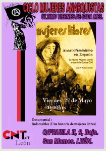 Lee más sobre el artículo Viernes 27 de Mayo- Ciclo Cultural de Mujeres Anarquistas