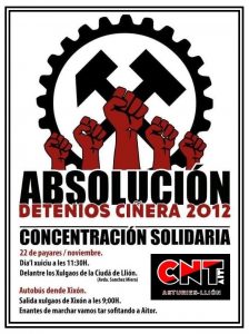 Lee más sobre el artículo 22 de Noviembre – Concentración en apoyo a los detenidos de Ciñera2012