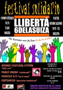 Lee más sobre el artículo Grupo de apoyo de León a «Las 6 de La Suiza» presenta: FESTIVAL SOLIDARIO