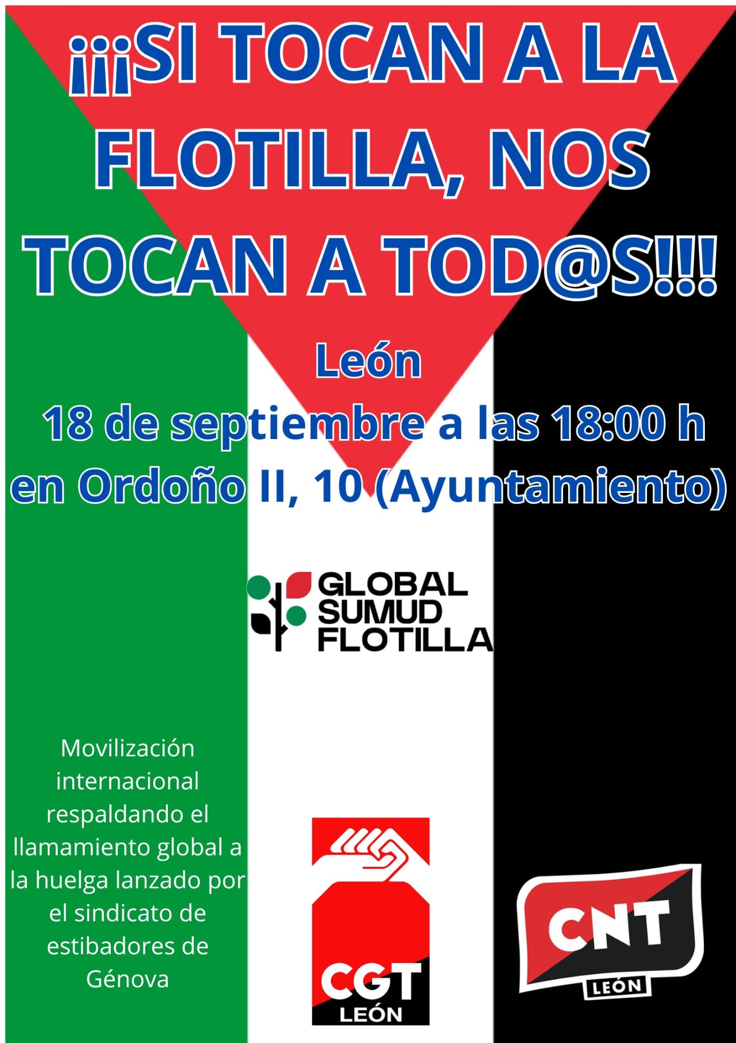 En este momento estás viendo El sindicalismo alternativo de León apoya las flotillas humanitarias rumbo a Gaza y se une a las movilizaciones obreras internacionales del día 18 de septiembre